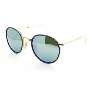 Ray Ban Folding Gold and Blue Round Sunglasses